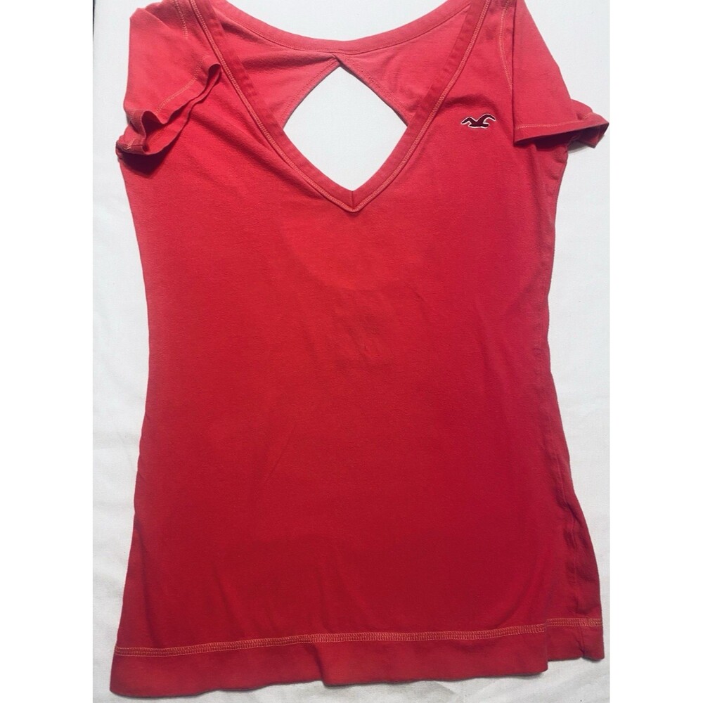 Vintage Y2K Hollister Top S Pink V-Neck Pink Short Sleeve Open-Back Babydoll